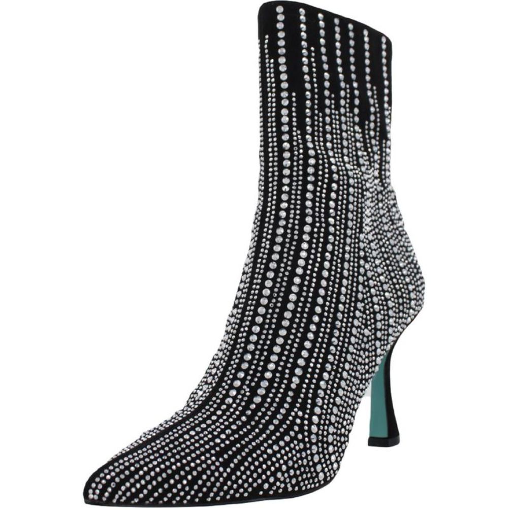 Betsey Johnson Womens Juelz Silver Rhinestone Stiletto Ankle Boots Shoes NWT